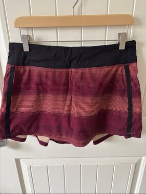 Lululemon Pace Rival Skirt 8 Tall Pink Striped Athletic Tennis Running Skort